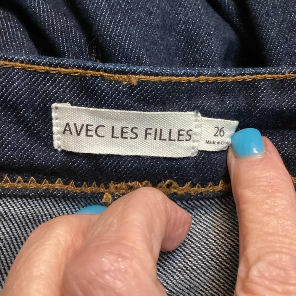 High Waist Cuffed Flare Leg Jeans In Dark Rinse Wash - Picture 6 of 7